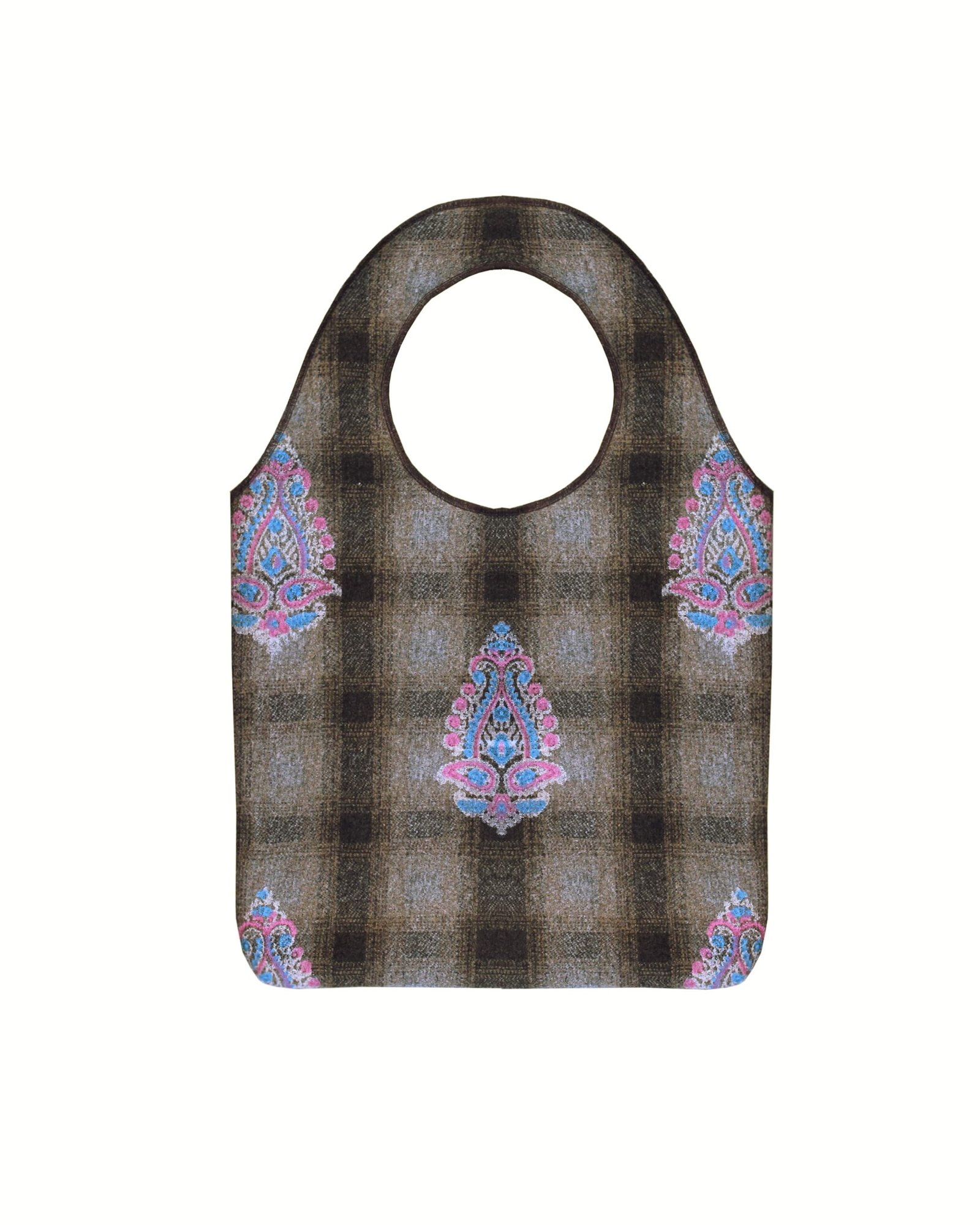 Dacca Vintage Block Print Plaid Tote